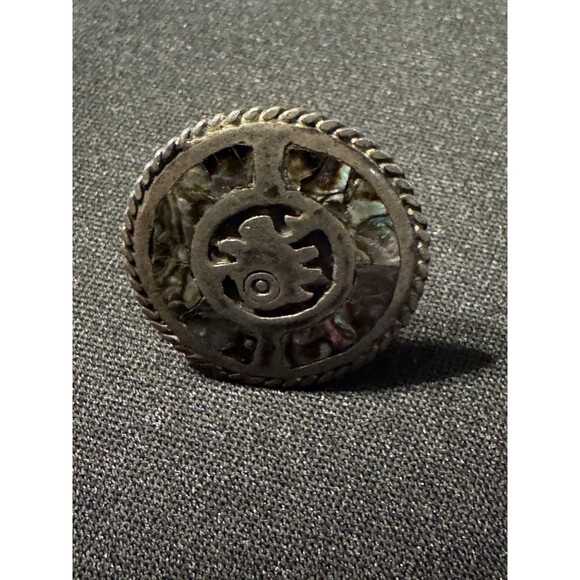 925 Vintage Signed Taxico/Mexico Cuff Links w/ Abalone & Sterling - Picture 2 of 5